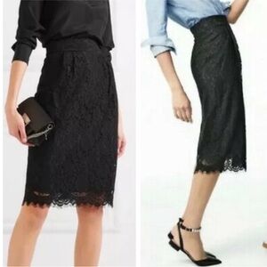J. Crew Black Lace Pencil Skirt